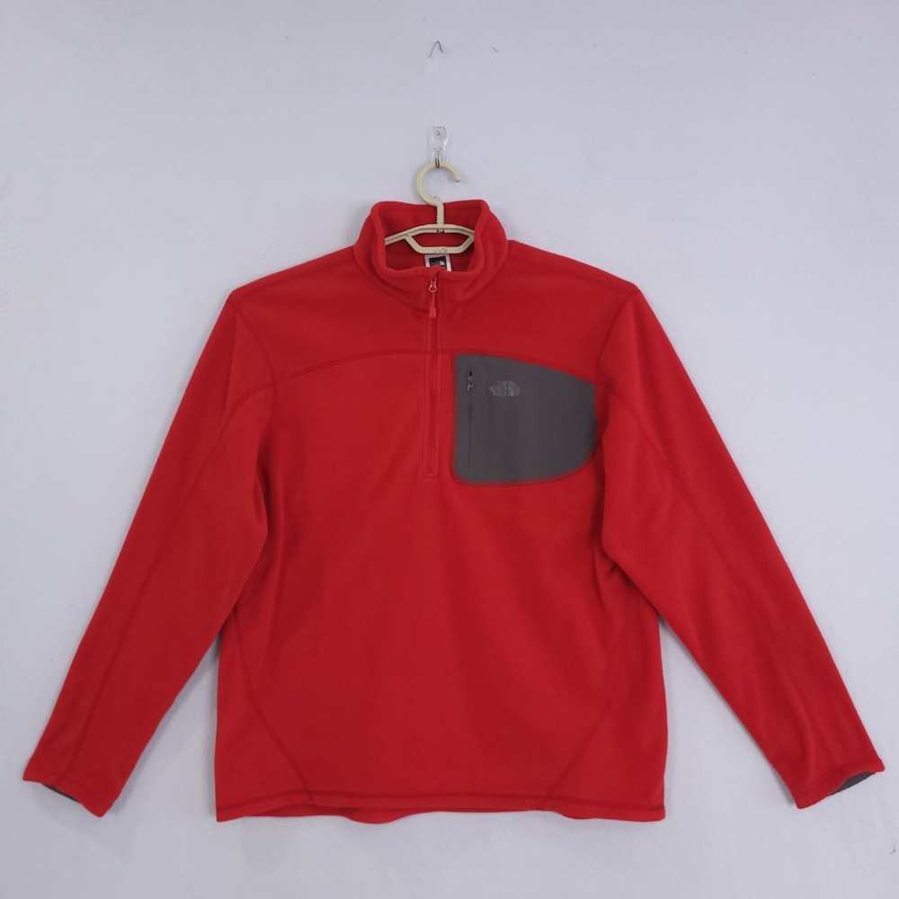 The North Face Fleece Pullover Mens L‎ Red 1/4 Zip ANED Hiking Jacket